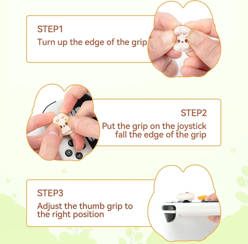 GEEKSHARE Cute Silicone Joycon Thumb Grip Caps, Joystick Cover Compatible with Switch/OLED/Switch Lite, 4PCS - Rabbit & Carrot - Image 4